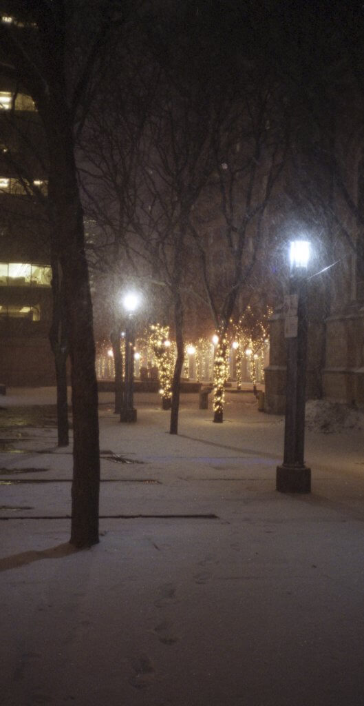 Trinity Square walk in winter with lights