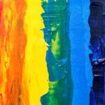 a rainbow in beautifully asymmetrical paint stripes