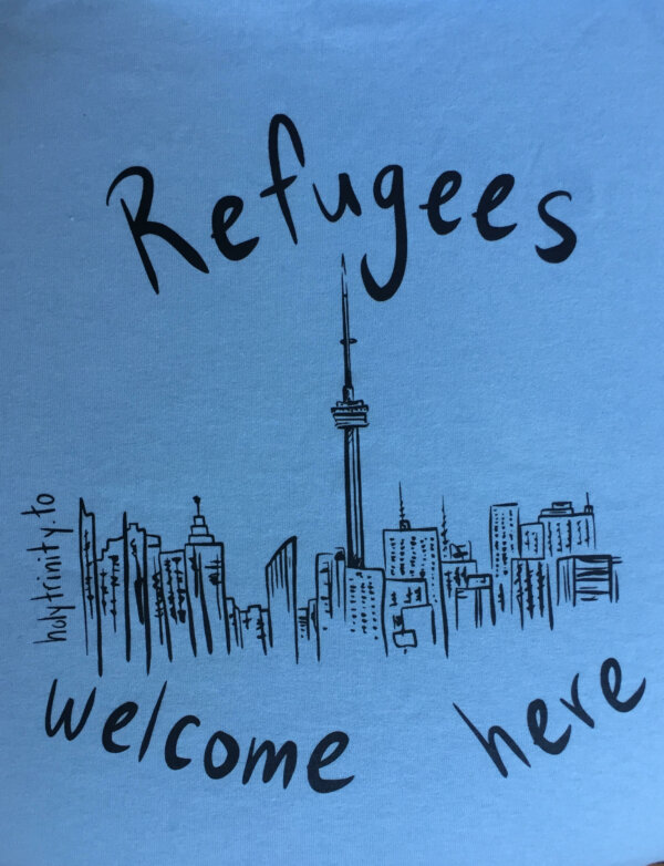 "Refugees Welcome Here" t-shirt - art only